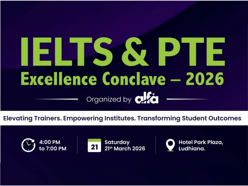 IELTS & PTE Excellence Conclave 2026 event banner organized by Alfa PTE 