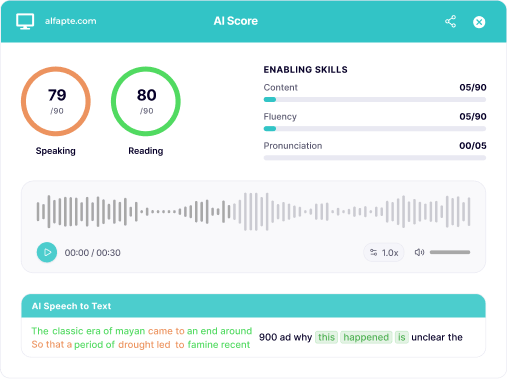 AI Feedback Dashboard for PTE Practice Material